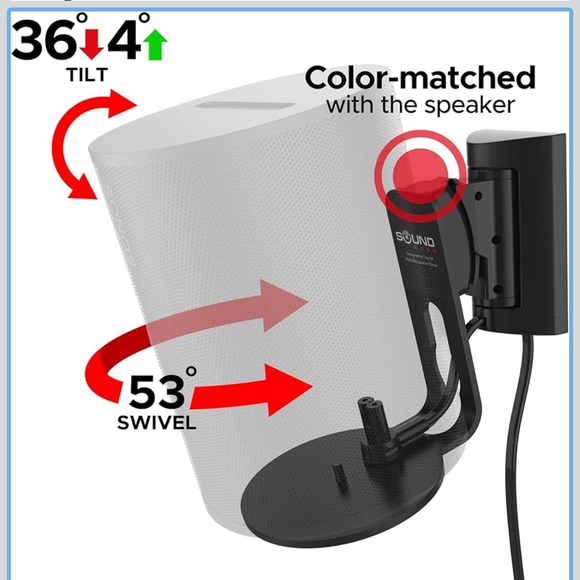 Sound Bass ERA100 Wall Mount Bracket, Black, Tilt and Swivel, Twin (2pcs) - Picture 3 of 4